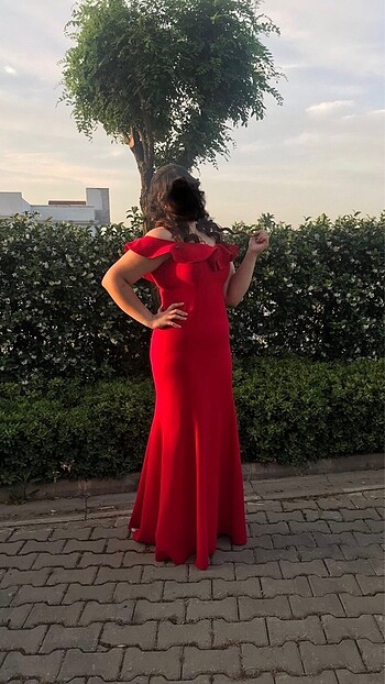 Kırmızı 44 Beden Abiye Elbise