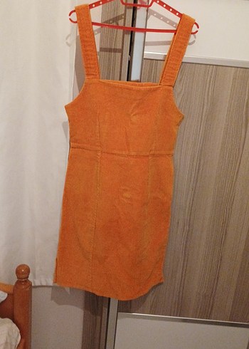 Turuncu Süet Kadın Midi Salopet - Görsel 9