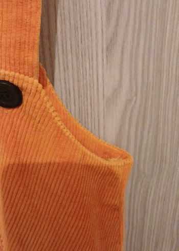 Turuncu Süet Kadın Midi Salopet - Görsel 3