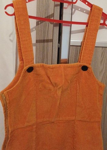 Turuncu Süet Kadın Midi Salopet - Görsel 8