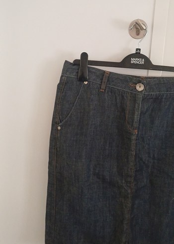 Bel Detaylı Kadın Midi Kot Etek - Görsel 10