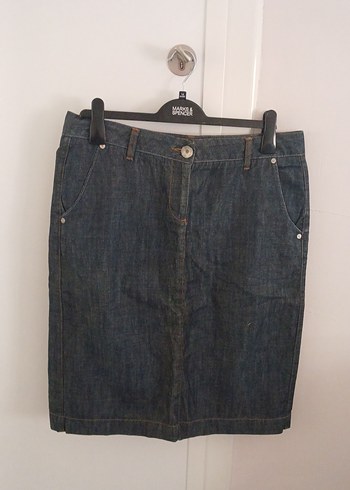 Bel Detaylı Kadın Midi Kot Etek - Görsel 7