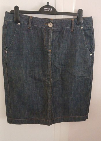 Bel Detaylı Kadın Midi Kot Etek - Görsel 11