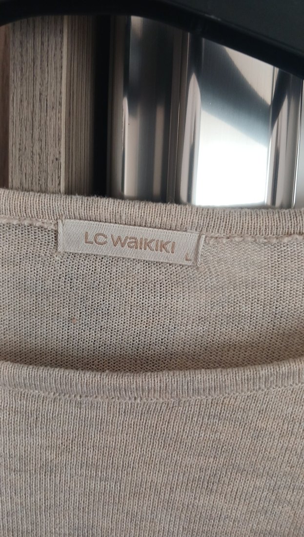 Kadın Bej Triko Uzun Kollu Salaş Kazak - Görsel 3