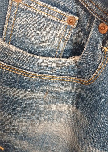 Kadın Mavi Denim Bol Kesim Kemerli Jean - Görsel 6