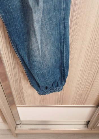 Kadın Mavi Denim Bol Kesim Kemerli Jean - Görsel 2