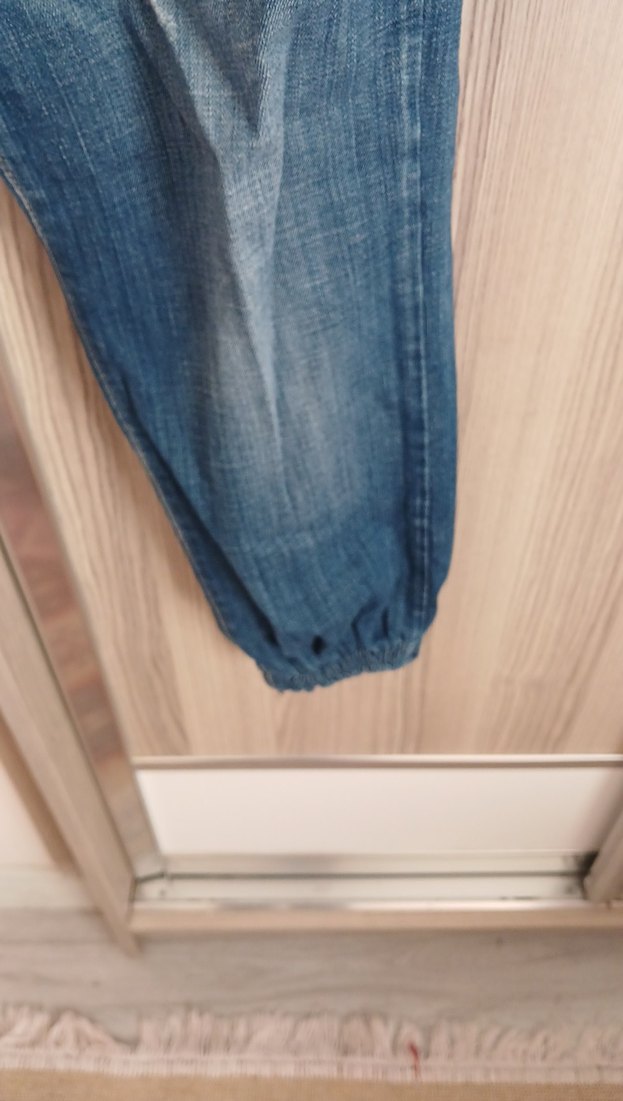 Kadın Mavi Denim Bol Kesim Kemerli Jean - Görsel 3