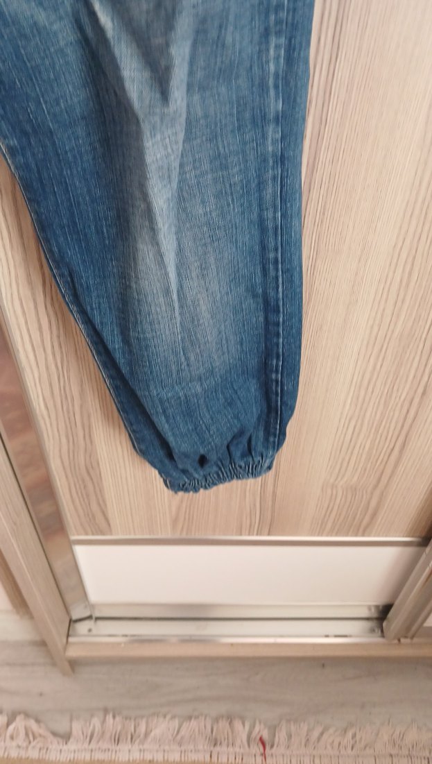 Kadın Mavi Denim Bol Kesim Kemerli Jean - Görsel 2