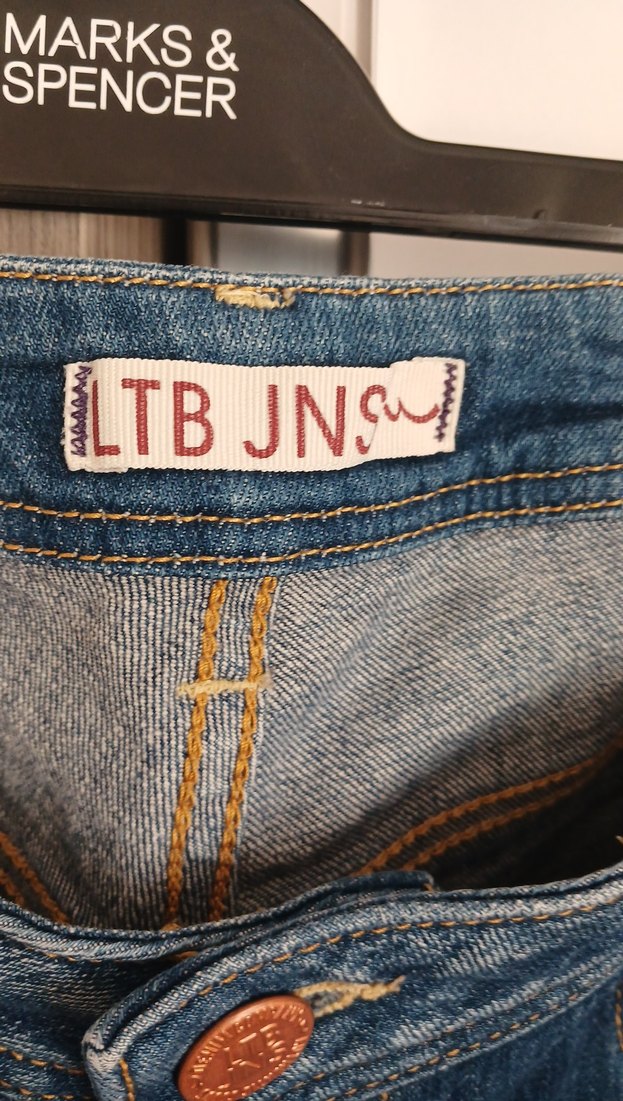 Kadın Mavi Denim Bol Kesim Kemerli Jean - Görsel 4