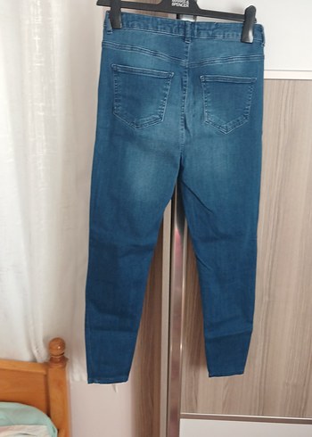 Kadın Mavi Bol Kesim Denim Pantolon - Görsel 8
