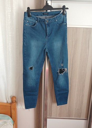 Kadın Mavi Bol Kesim Denim Pantolon - Görsel 2