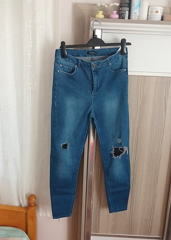Kadın Mavi Bol Kesim Denim Pantolon - Görsel 3