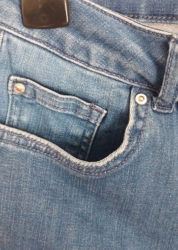 Kadın Mavi Bol Kesim Denim Pantolon - Görsel 4