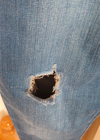 Kadın Mavi Bol Kesim Denim Pantolon - Görsel 7