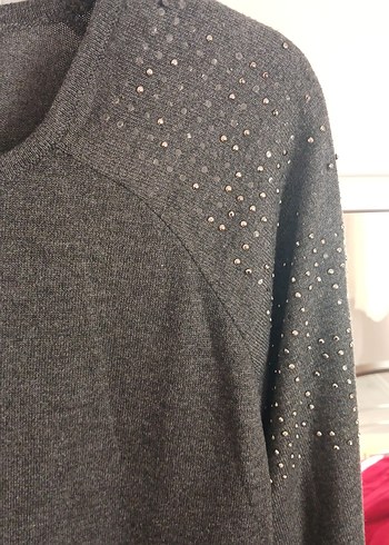 Gri Triko Kadın Salaş Kazak - Görsel 2