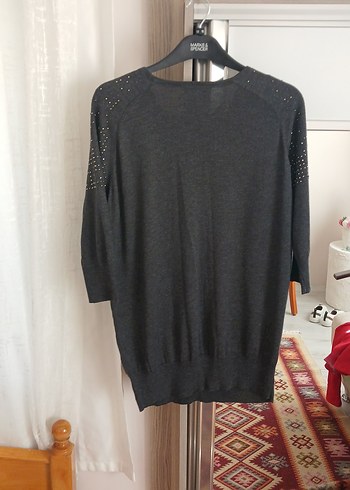 Gri Triko Kadın Salaş Kazak - Görsel 4