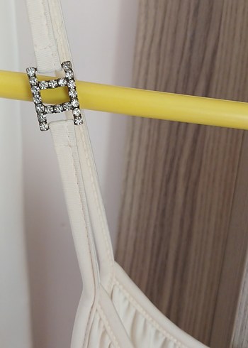 Bej Drapeli Askılı Mini Bluz - Görsel 2