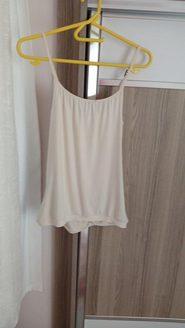 Bej Drapeli Askılı Mini Bluz - Görsel 5