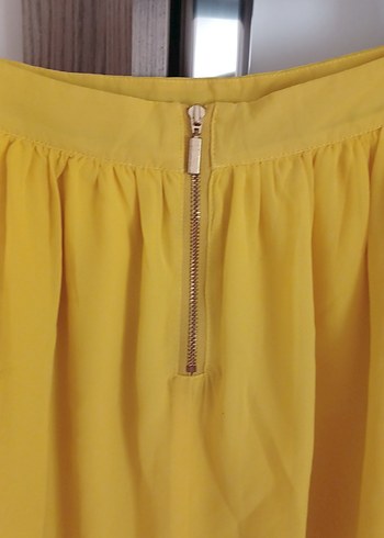 Sarı Piliseli Midi Kadın Etek - Görsel 4