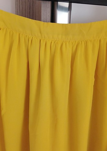 Sarı Piliseli Midi Kadın Etek - Görsel 2