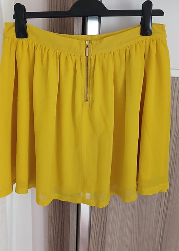 Sarı Piliseli Midi Kadın Etek - Görsel 3