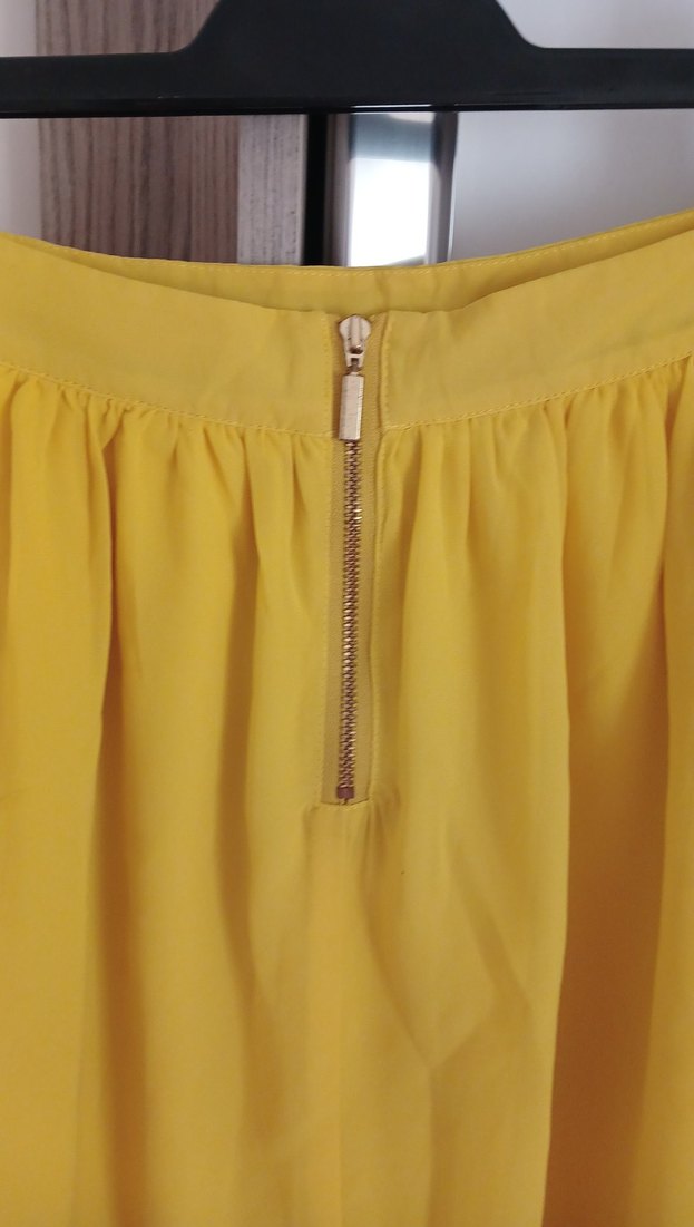 Sarı Piliseli Midi Kadın Etek - Görsel 4