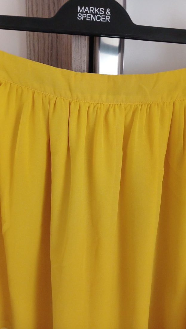 Sarı Piliseli Midi Kadın Etek - Görsel 2