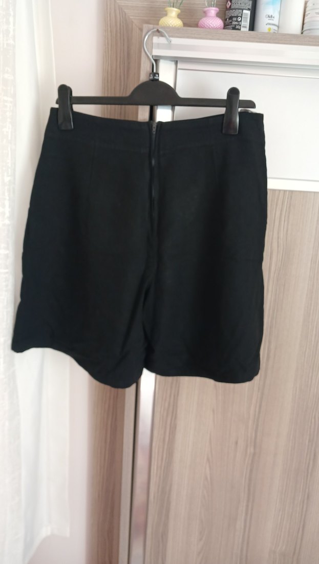 Siyah Süet Yüksek Bel Mini Şort etek - Görsel 3