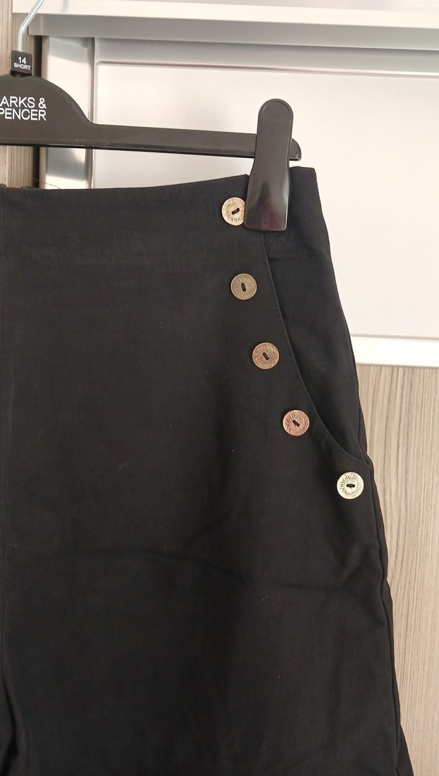 Siyah Süet Yüksek Bel Mini Şort etek - Görsel 2