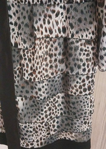 Gri Leopar Desenli Salaş elbıse - Görsel 6