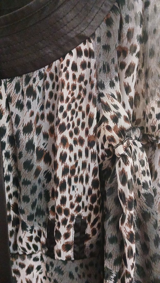 Gri Leopar Desenli Salaş elbıse - Görsel 3