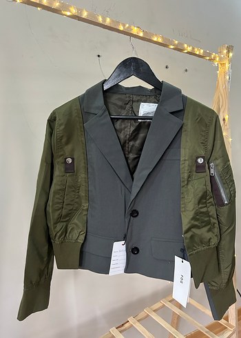 s Beden haki Renk Sacai designer marka Blazer Ceket
