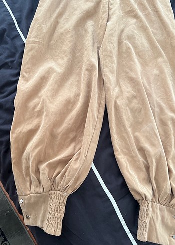 Bej Süet Uzun Tulum, Drapeli, - Görsel 3