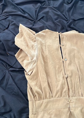 Bej Süet Uzun Tulum, Drapeli, - Görsel 8