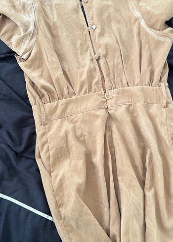 Bej Süet Uzun Tulum, Drapeli, - Görsel 13