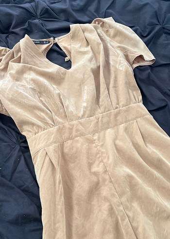 Bej Süet Uzun Tulum, Drapeli, - Görsel 4