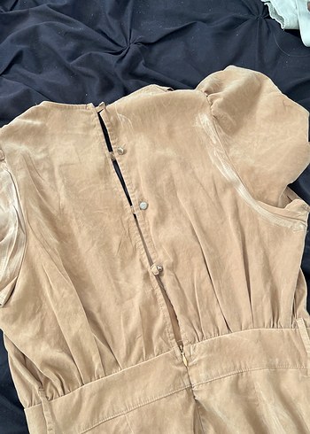 Bej Süet Uzun Tulum, Drapeli, - Görsel 7