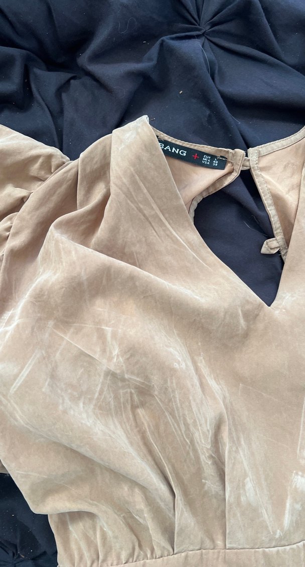 Bej Süet Uzun Tulum, Drapeli, - Görsel 5