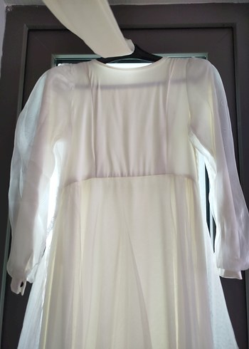 Beyaz Vintage A Kesim Uzun Abiye - Görsel 2