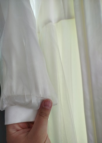 Beyaz Vintage A Kesim Uzun Abiye - Görsel 4