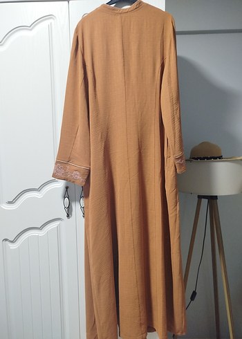 Düğmeli Uzun Kahverengi Kadın Elbise - Görsel 5