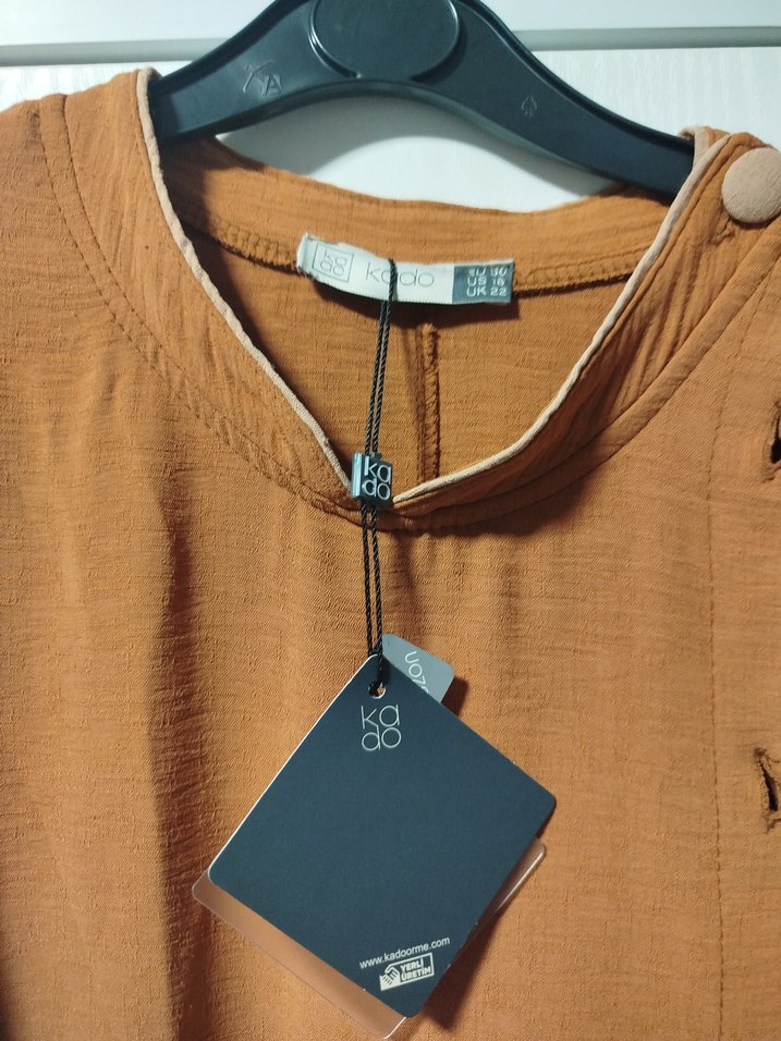 Düğmeli Uzun Kahverengi Kadın Elbise - Görsel 2