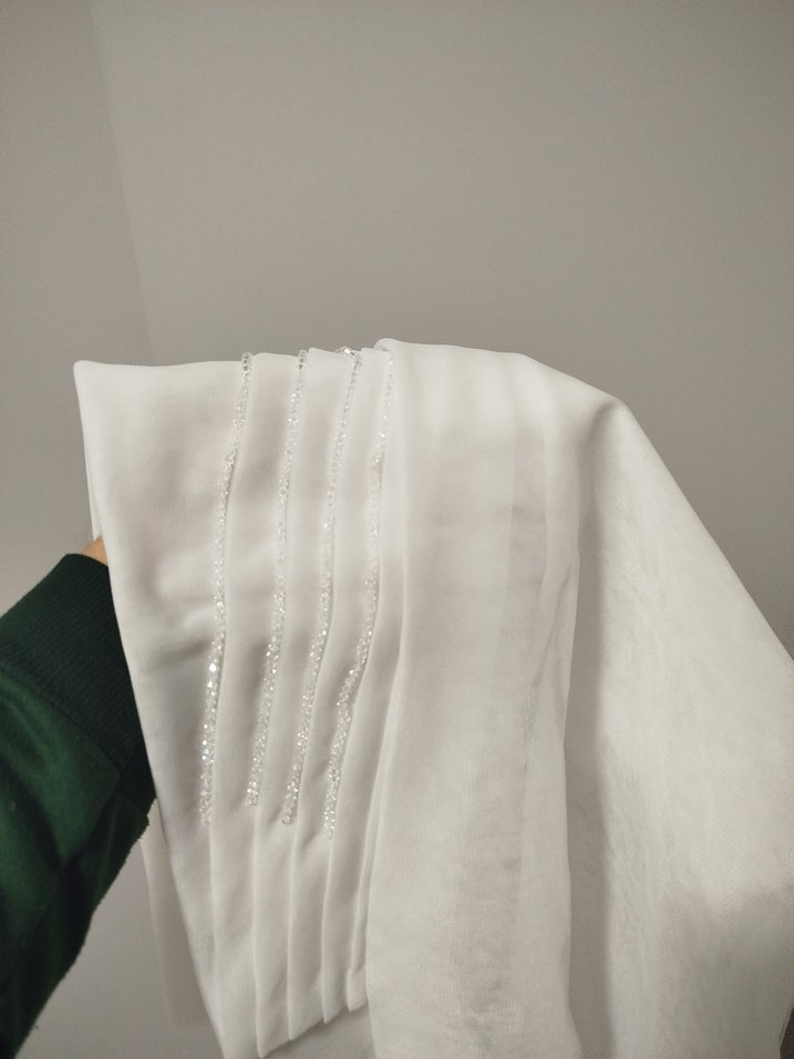 Kırık beyaz Pliseli hazır türban - Görsel 3