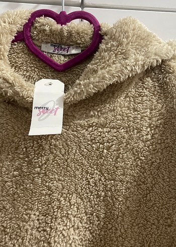xl Beden Kahverengi Kapüşonlu Peluş Sweatshirt