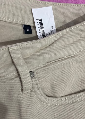 38 Beden ten rengi Renk Bej Midi Kadın Jean Pantolon