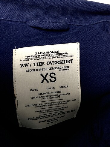 xs Beden lacivert Renk Zara Gömlek %70 İndirimli.