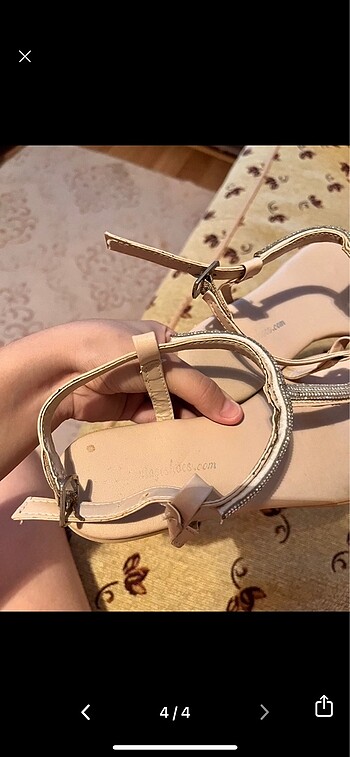 36 Beden camel Renk Taşlı sandalet
