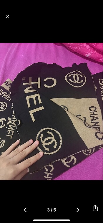  Beden Chanel çift taraflı şal
