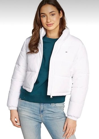 Tommy Hilfiger Beyaz Crop Mont