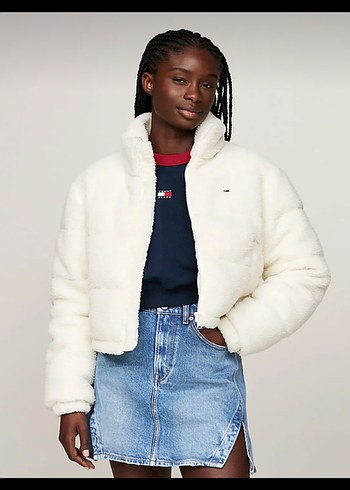 Tommy Hilfiger Beyaz Crop Teddy Mont